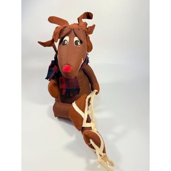 Handmade Polka Dot Reindeer Doll With Plaid Scarf & Felt Accents Brown | Shefl S - Picture 2 of 16